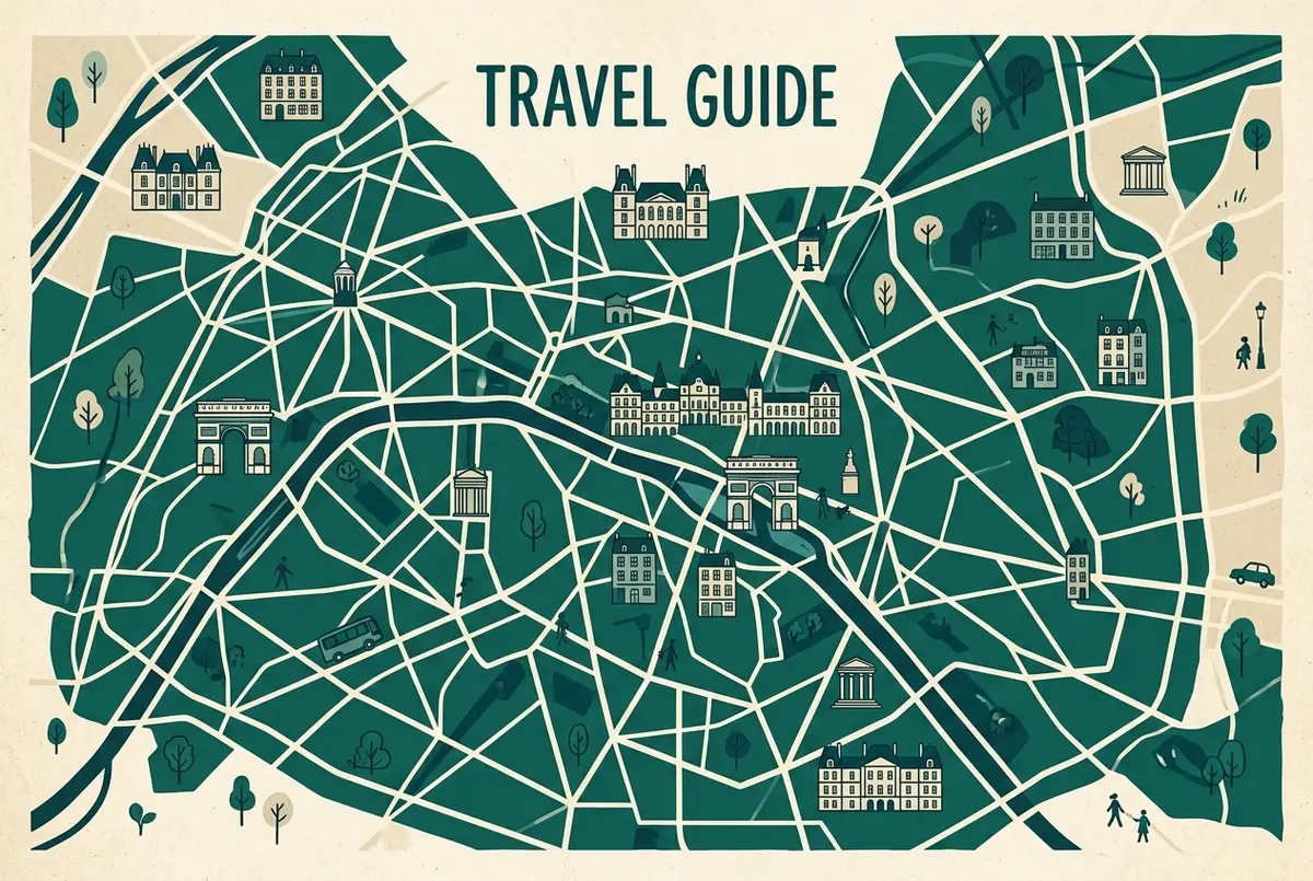illustrated map of Paris highlights for 添乗員付きルーブル美術館ツアー(JTBなど)の選び方, ルーブル美術館 ツアー 添乗 員 付き